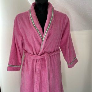 Lilly Pulitzer Pink w/Green trim Terry Cloth Belted Robe